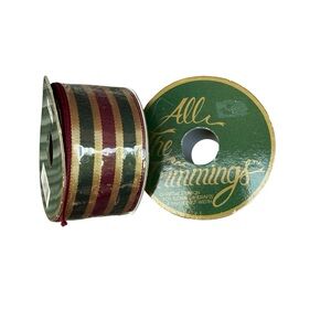 VTG 1997 All The Trimming Christmas Craft Gift Ribbon Red Green Gold Glitter NEW